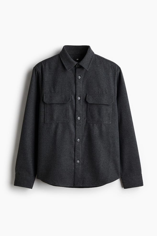 Gefilztes Overshirt in Regular Fit - Dunkelgrau/Grau/Nadelstreifen - 1