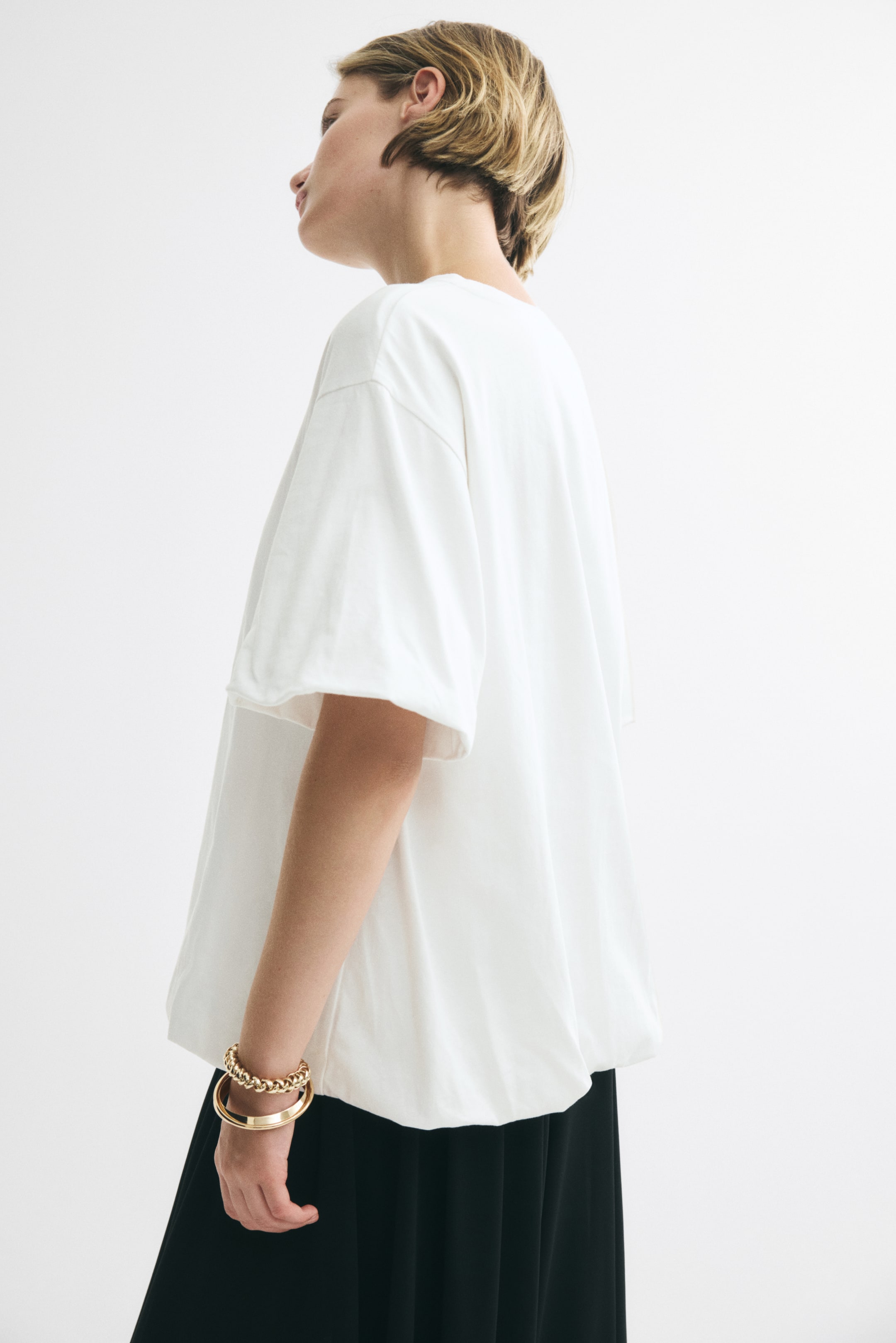 Bubble-Hem Cotton Top