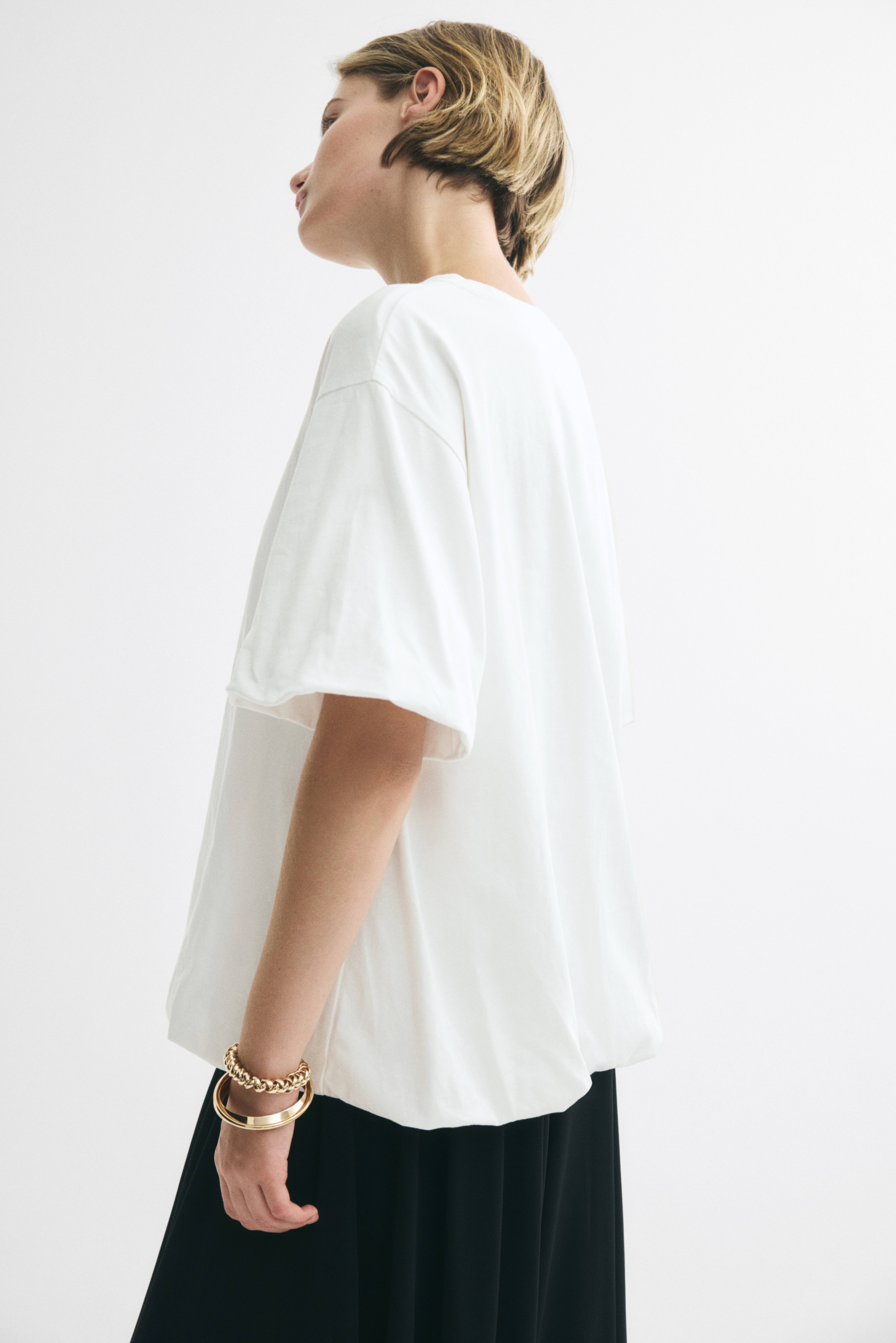 Bubble-Hem Cotton Top