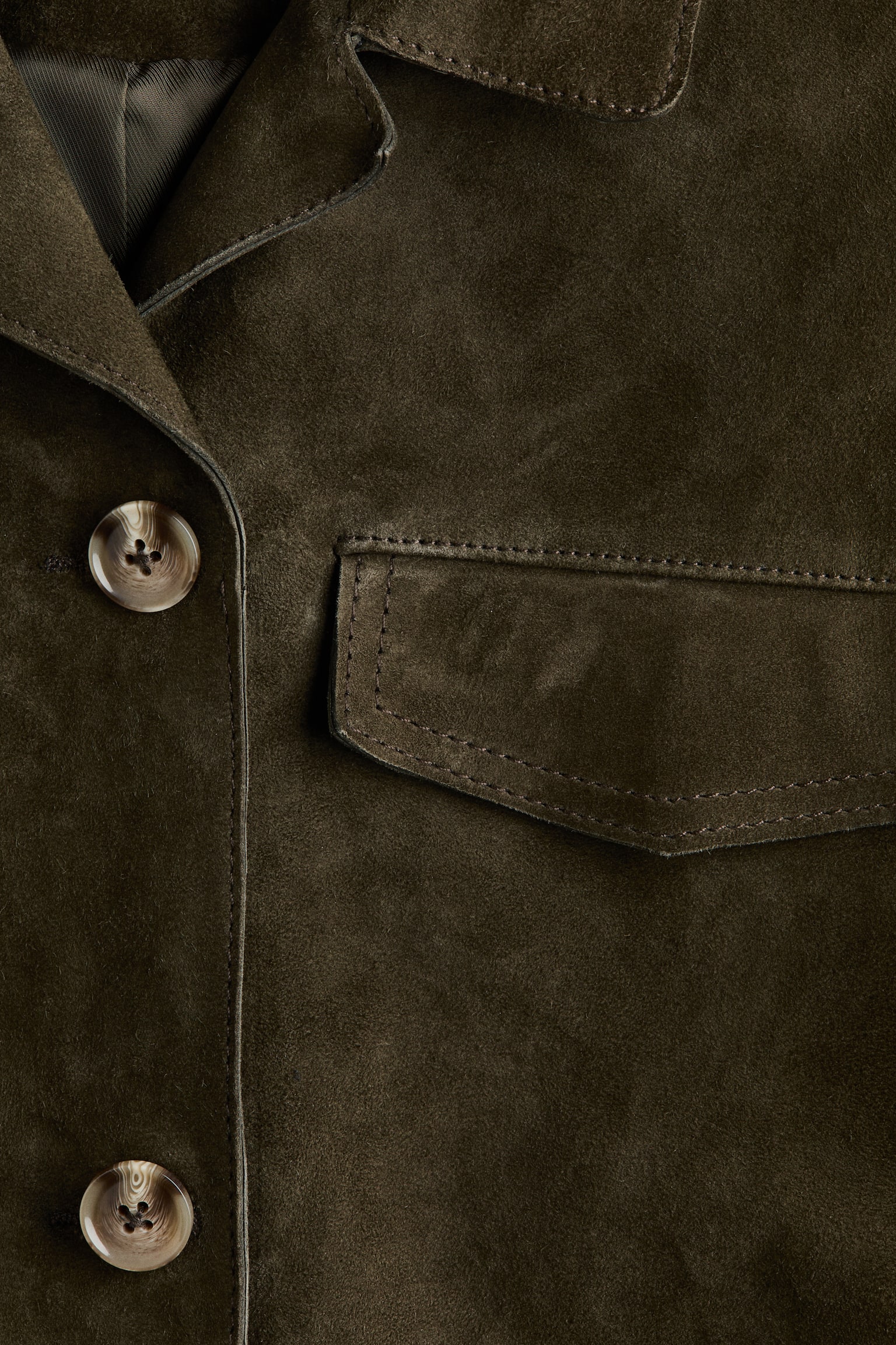 Suede jacket-Dark khaki green - 3