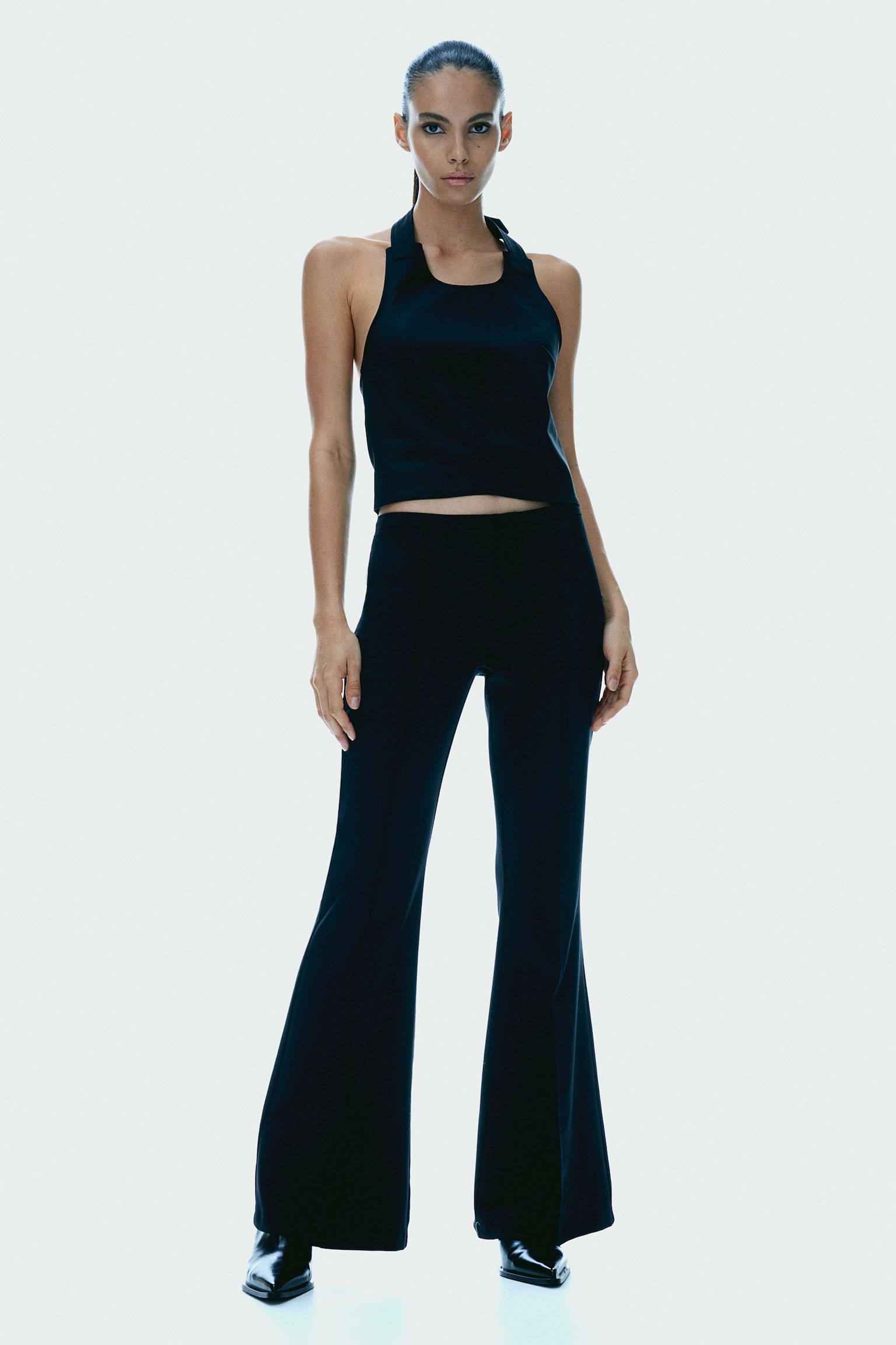 Flared tailored trousers - Black/Navy blue/Grey marl - 3