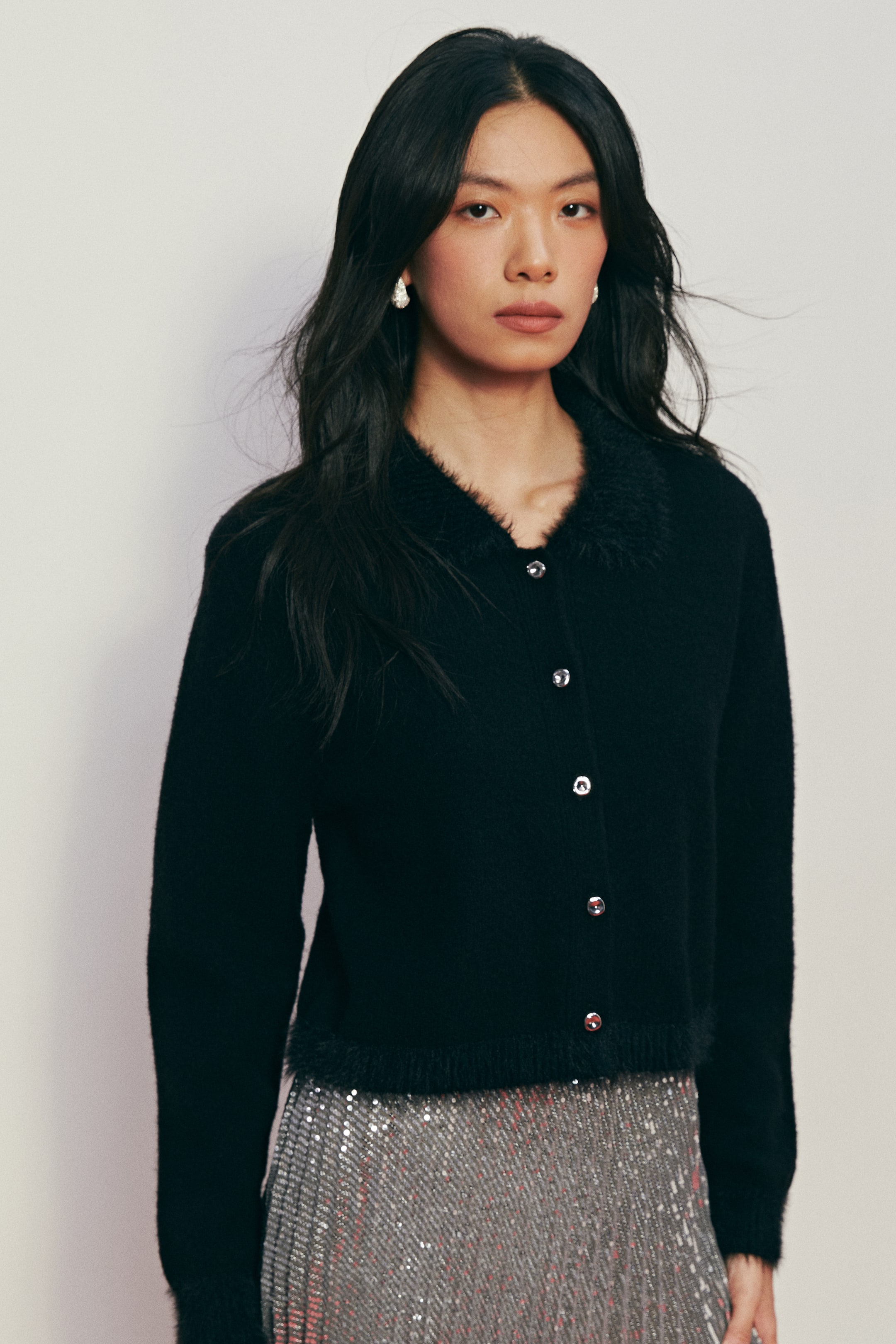 이미지 확대 보기: 칼라 가디건 - 블랙 - 여성 | H&M KR 5