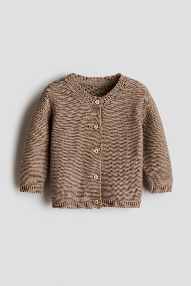 Knit Cardigan - Brown/Light beige/White - 1