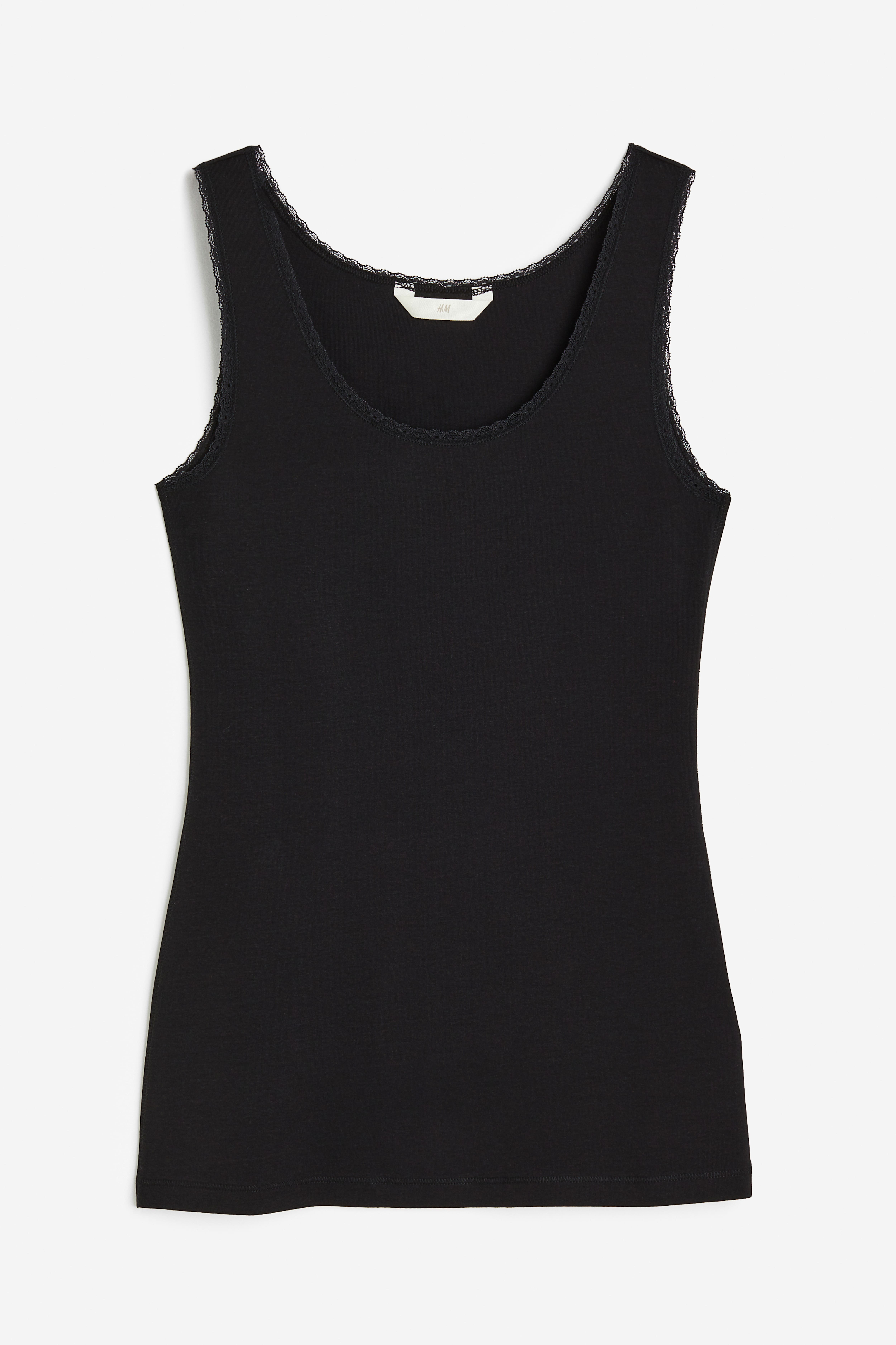 Lace trimmed Tank Top Black Ladies H M CA