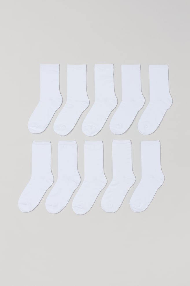 10-pack socks - White/Black/White/Beige - 1