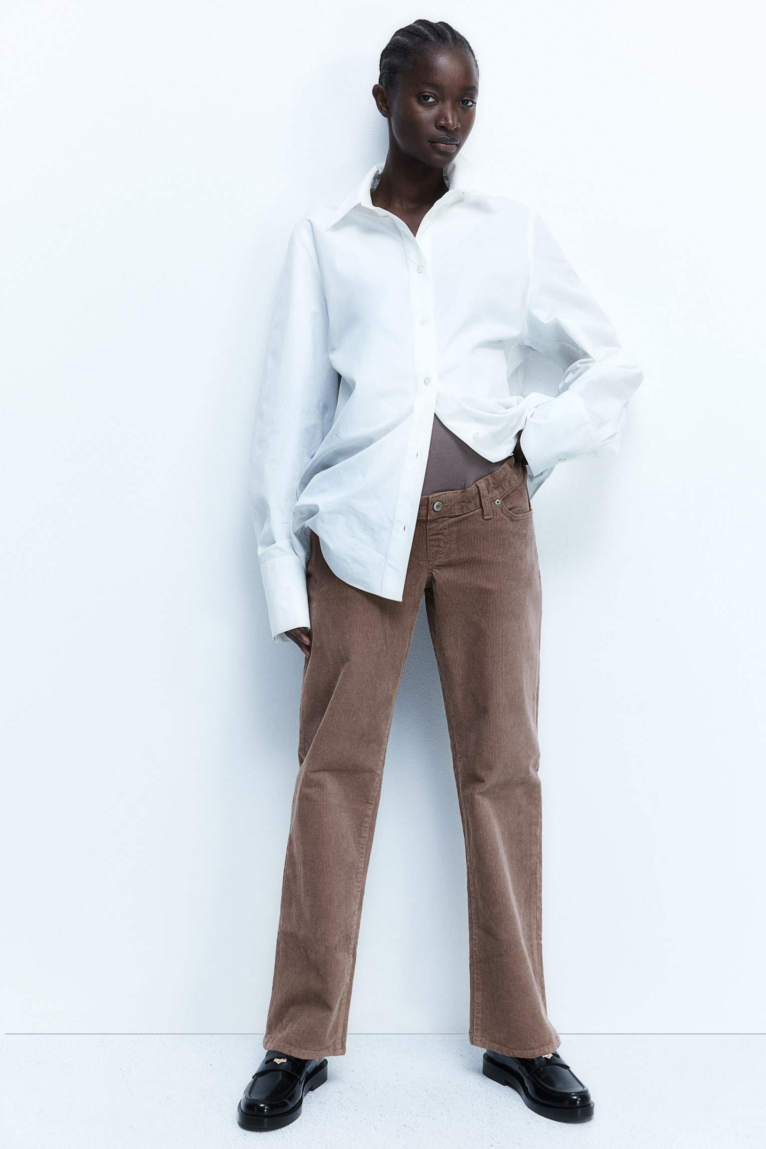 MAMA Corduroy trousers - Dark beige/Black - 1