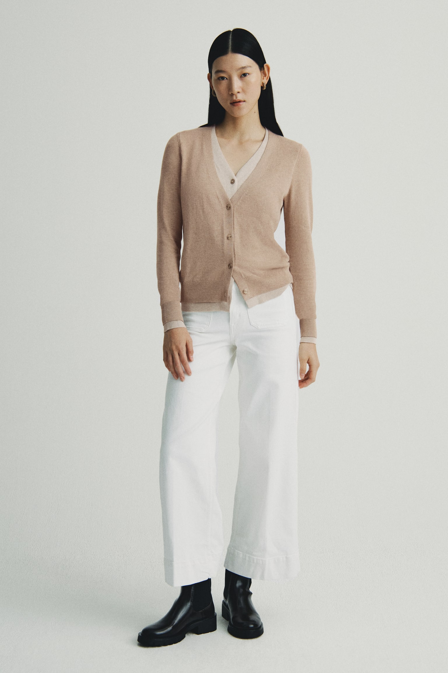 Áo cardigan xếp lớp - Màu be/Be nhạt - 5