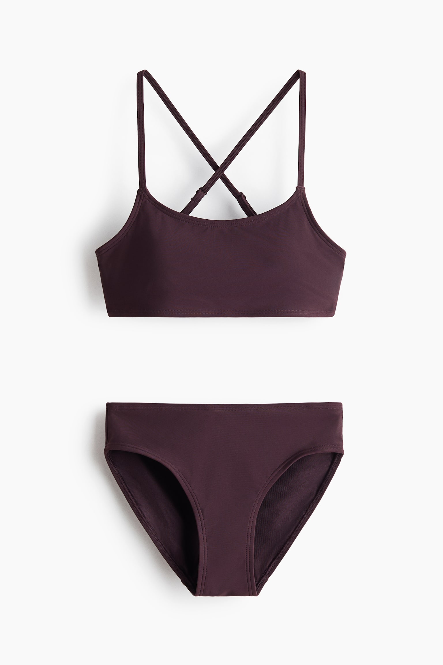 Træningsbikinisæt med Lycra® Xtra Life™ - Auberginelilla/Lyseblå