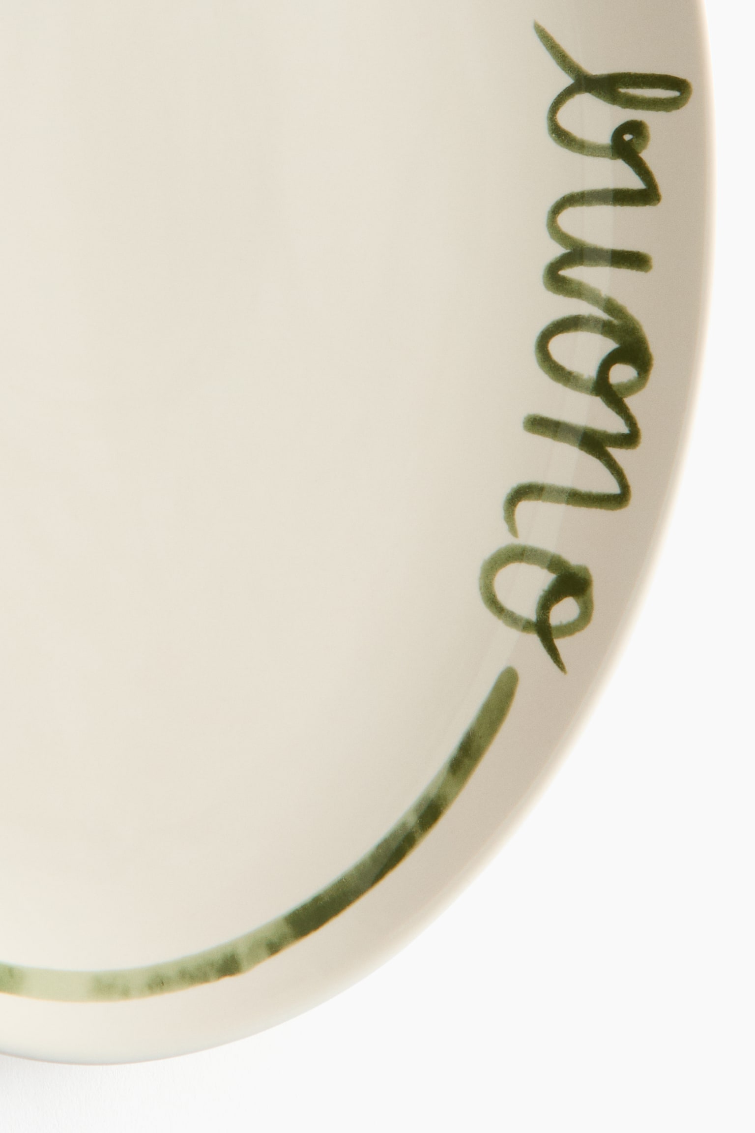 Large porcelain serving plate - White/Green - 6