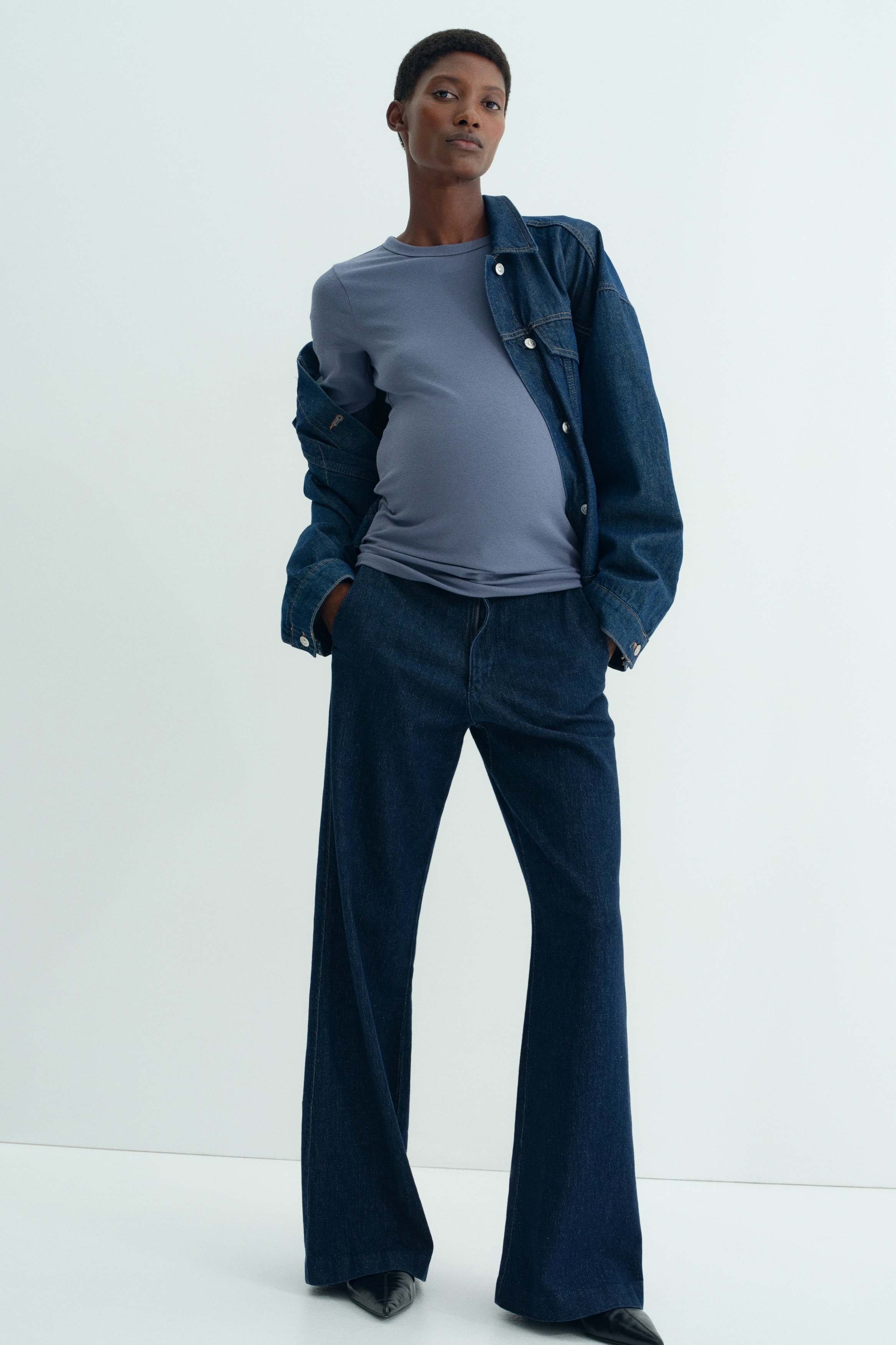 MAMA Ribbed Jersey Top - Pigeon blue - Ladies | H&M US