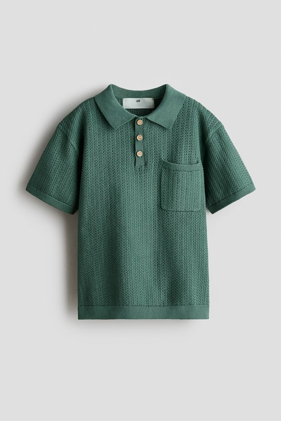 Детские рубашки H&M Knit Cotton Polo Shirt