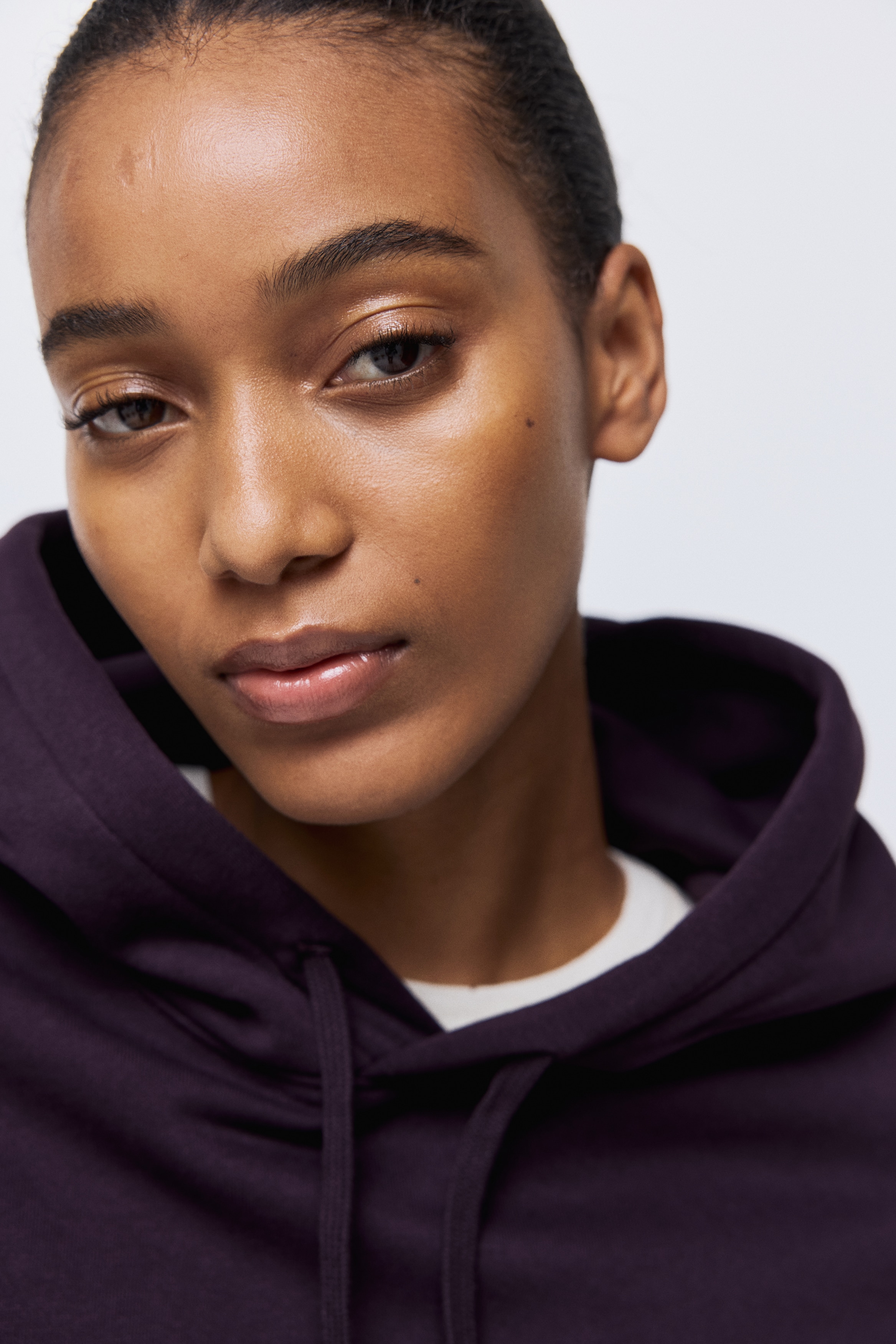 Ladies - Dark plum purple Hoodie - Size: S  - H&M