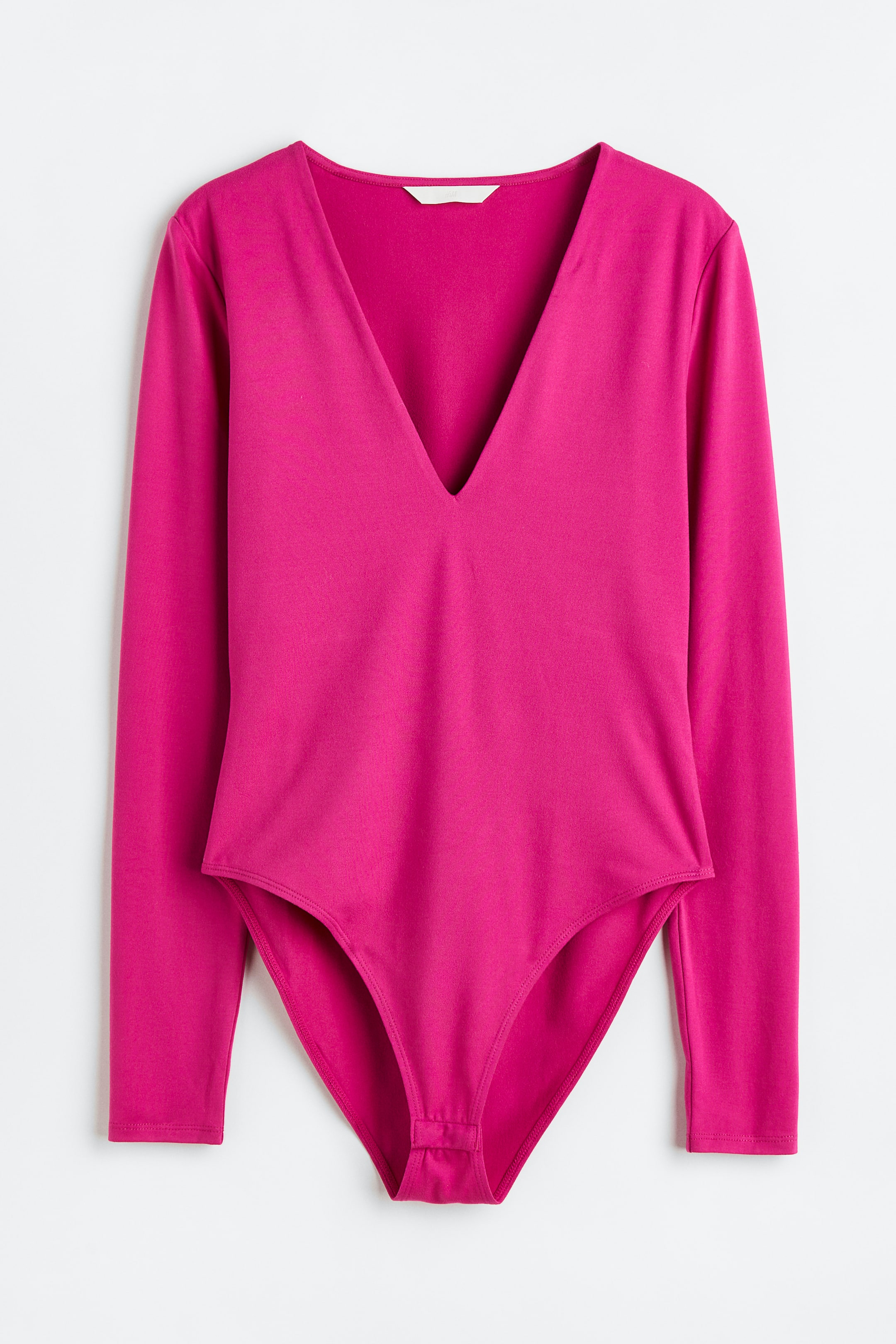V-neck bodysuit - V-neck - Long sleeve - Cerise - Ladies | H&M GB