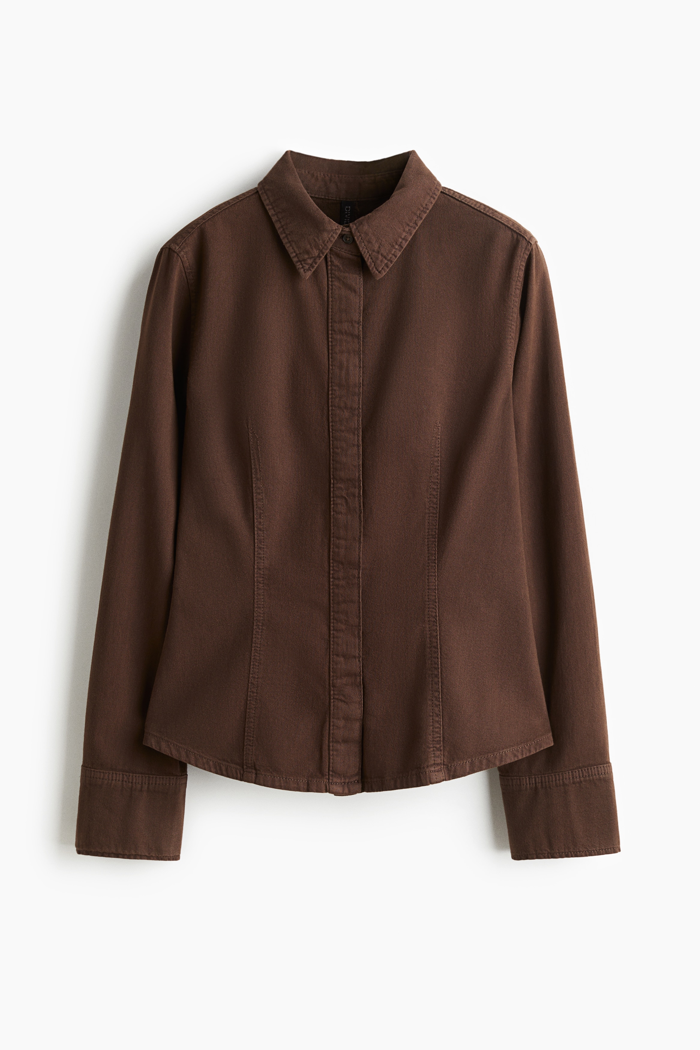 Camisa ajustada em ganga - Castanho/Azul denim escuro/Azul denim