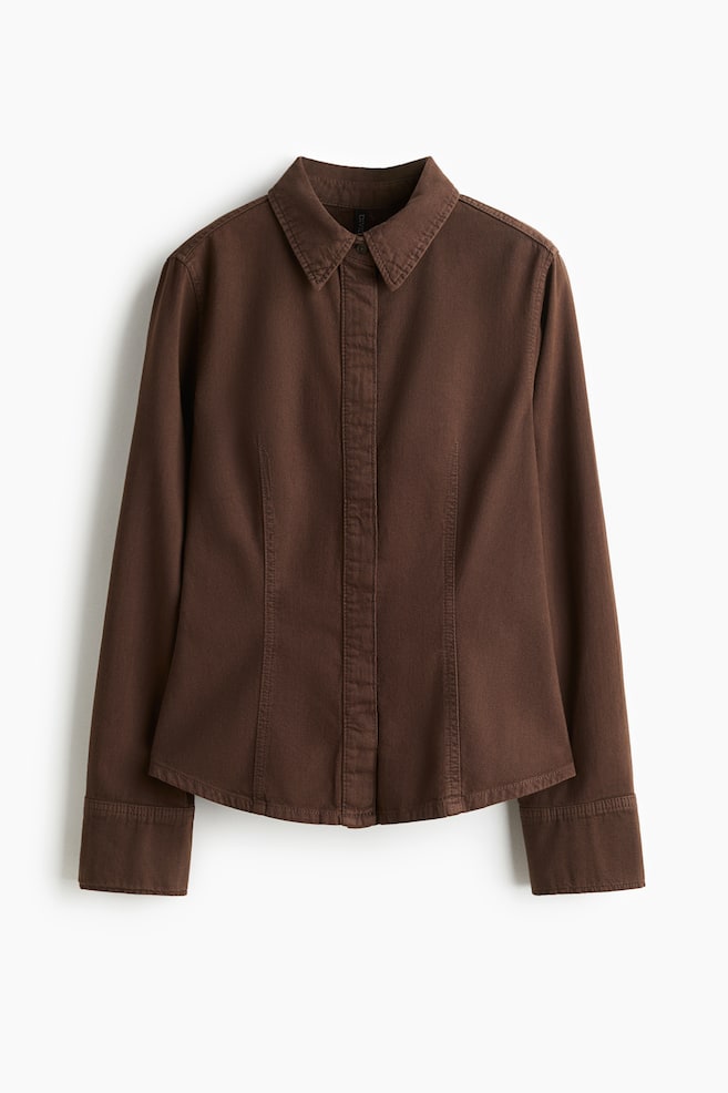 Fitted denim shirt - Brown/Denim blue/Dark denim blue - 1