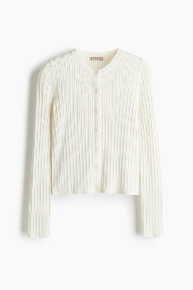 Cable-knit cardigan - Cream - 1
