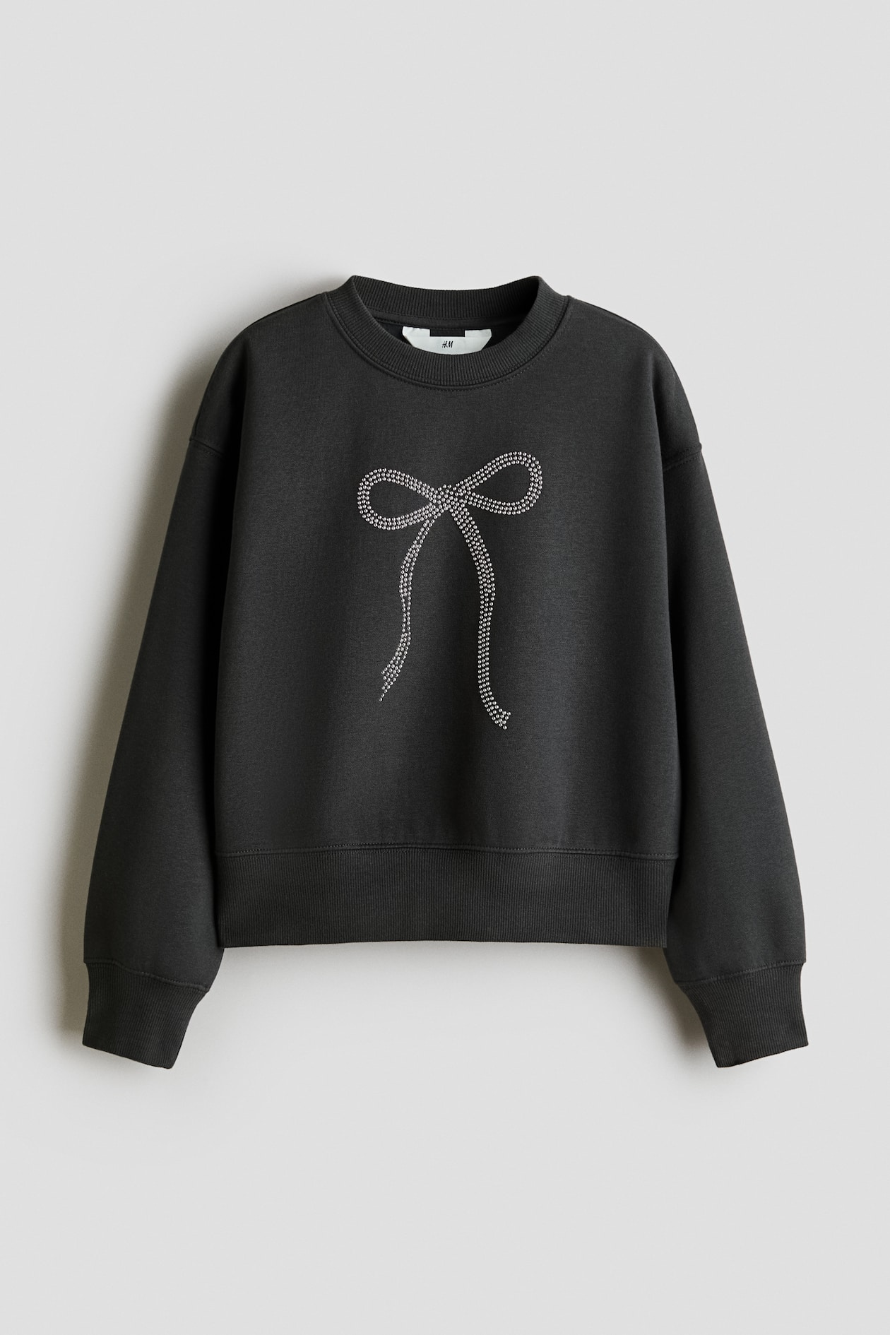 Pininterest Image Sweat à l'intérieur brossé - Gris foncé/nœud - ENFANT | H&M CH