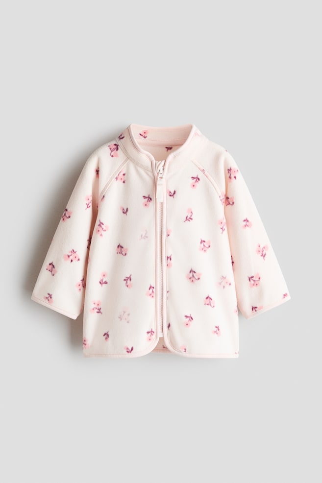 Fleece jacket - Light pink/Floral/Navy blue/Light beige - 1