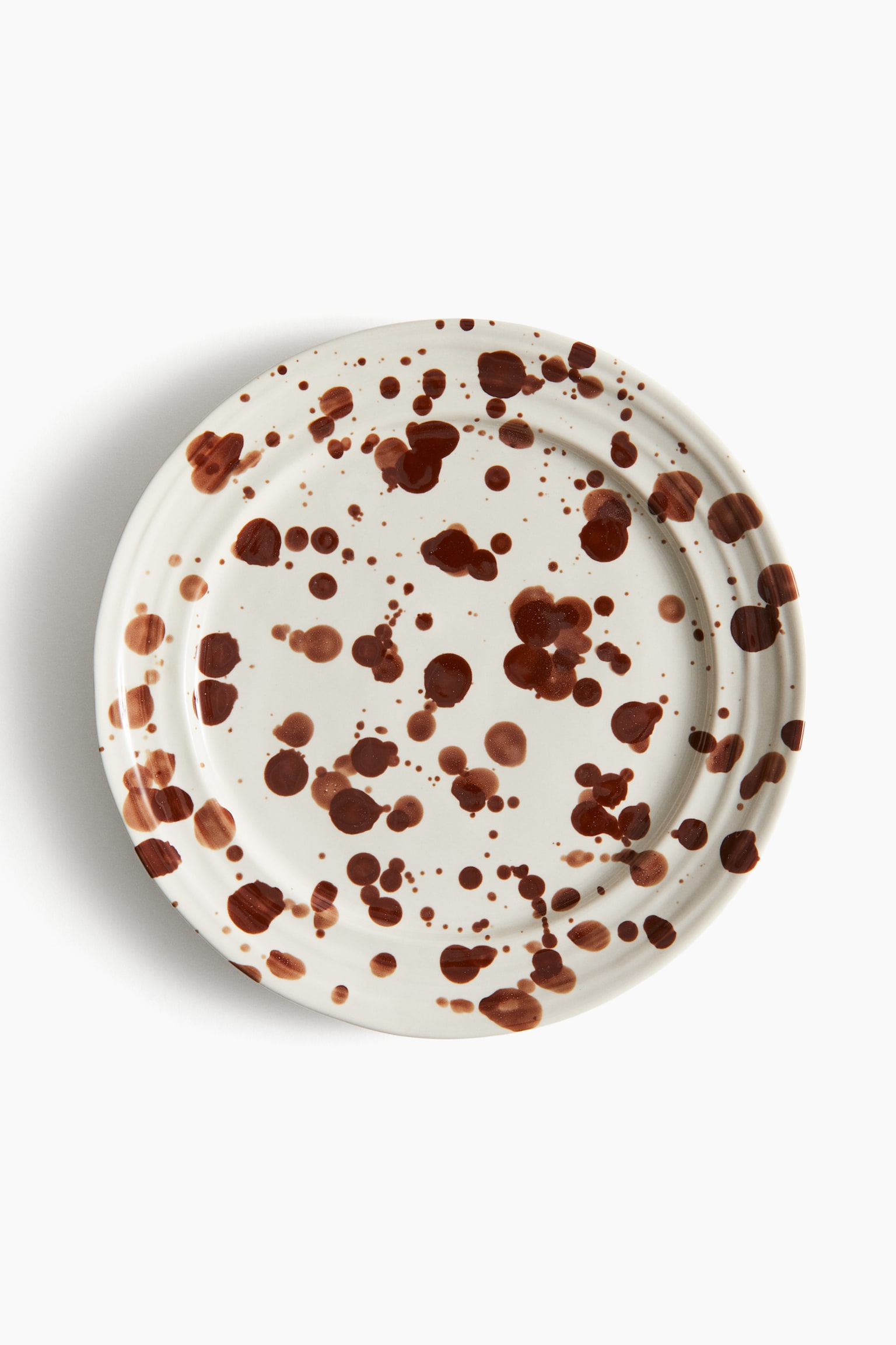 Large stoneware plate - Brown/Spotted - 1