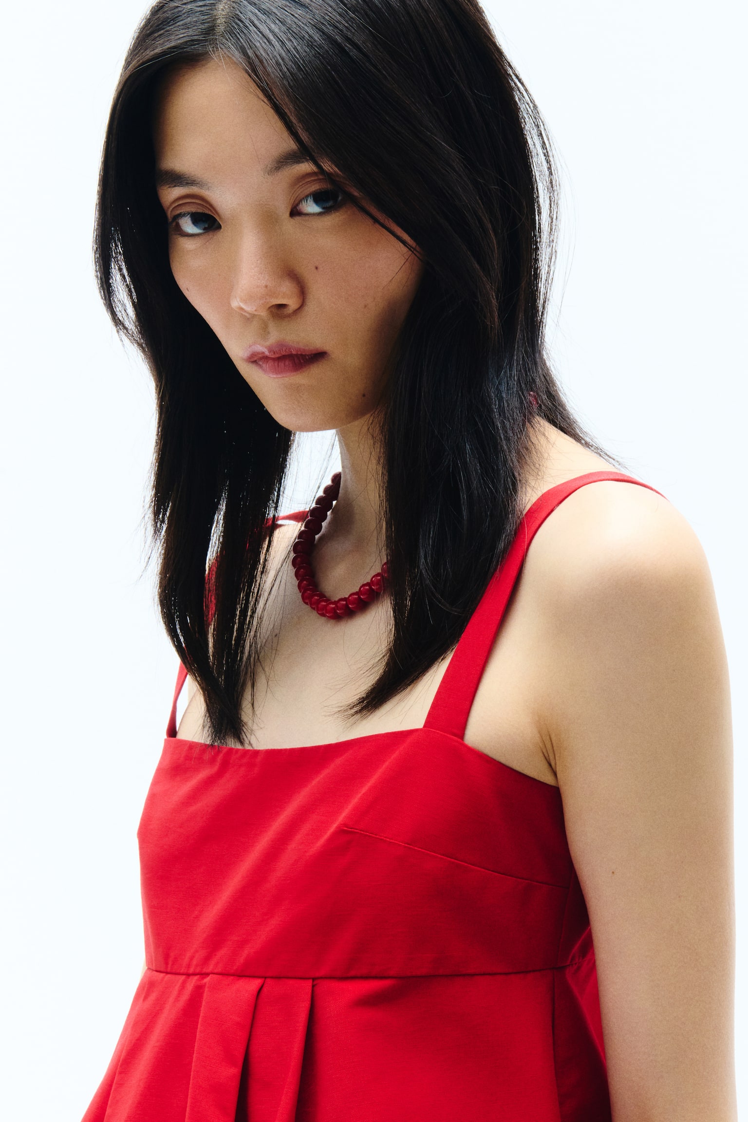 花苞及地長洋裝 - 亮紅色 - 5