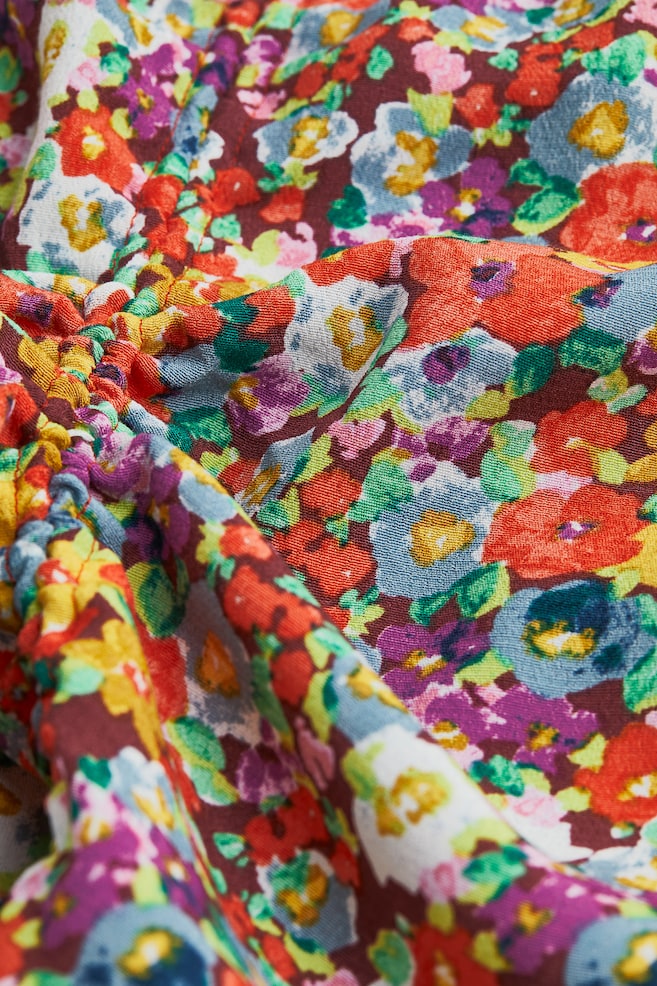 H&M+ Krepowana bluzka ze ściąganym sznurkiem - Czerwony/Kwiaty - 2