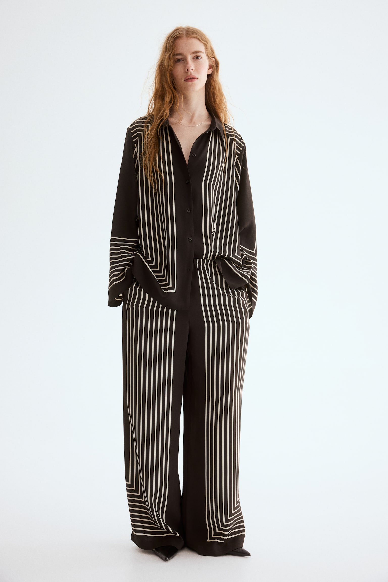 Pantalón - Café oscuro/Rayado/Azul oscuro/Diseño - 4