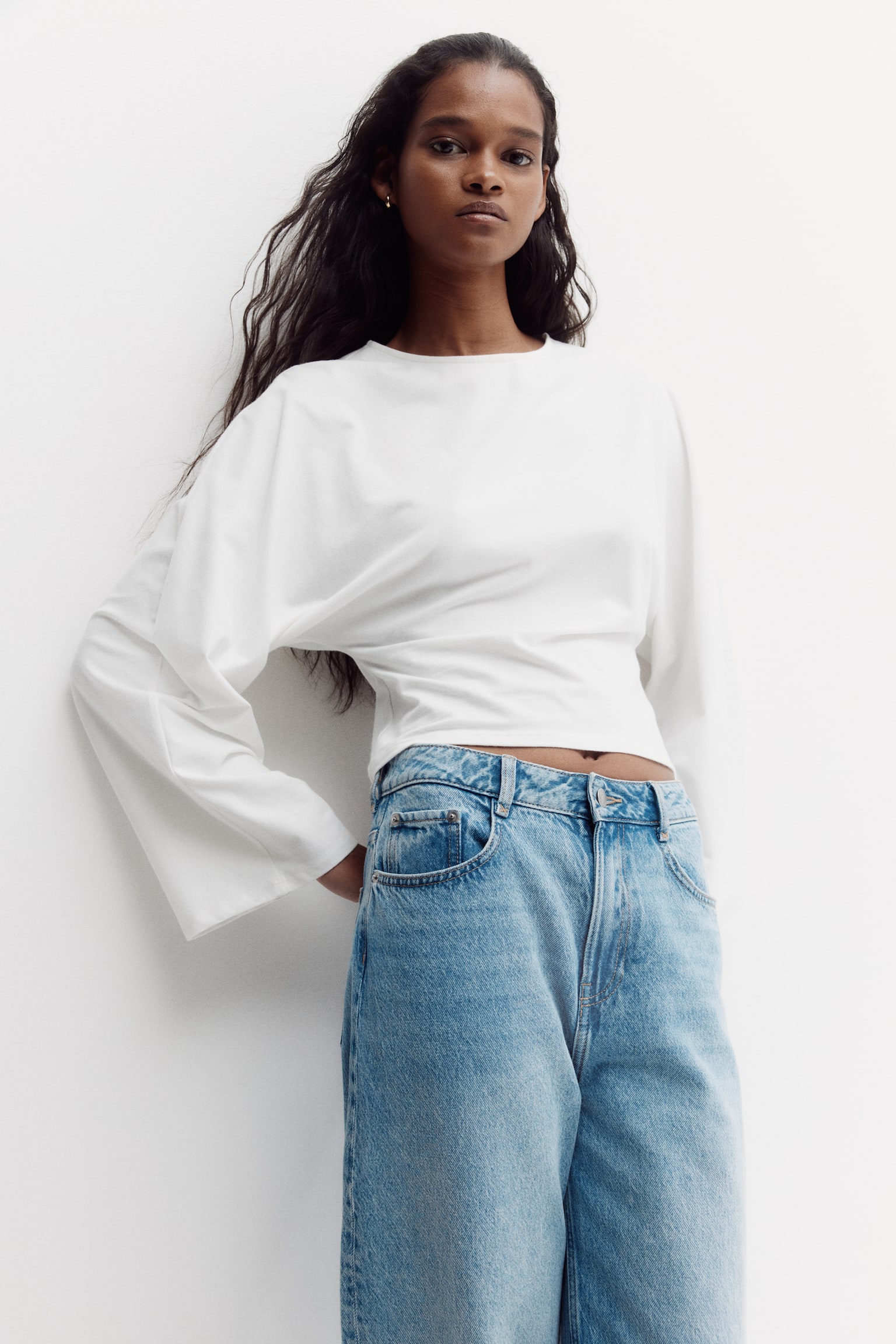 Denevérujjú dzsörzéfelső - Fehér/Sötét hamvaskék/Sötétbarna/csíkos - 2