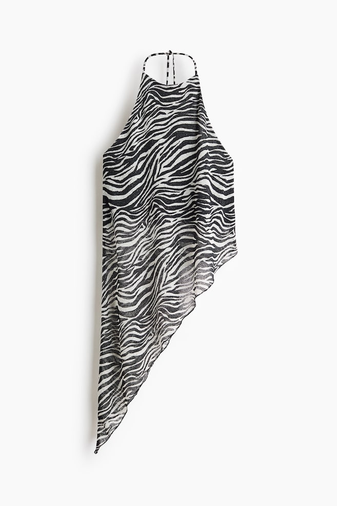 Haltertop met print - Zwart/zebradessin - 1