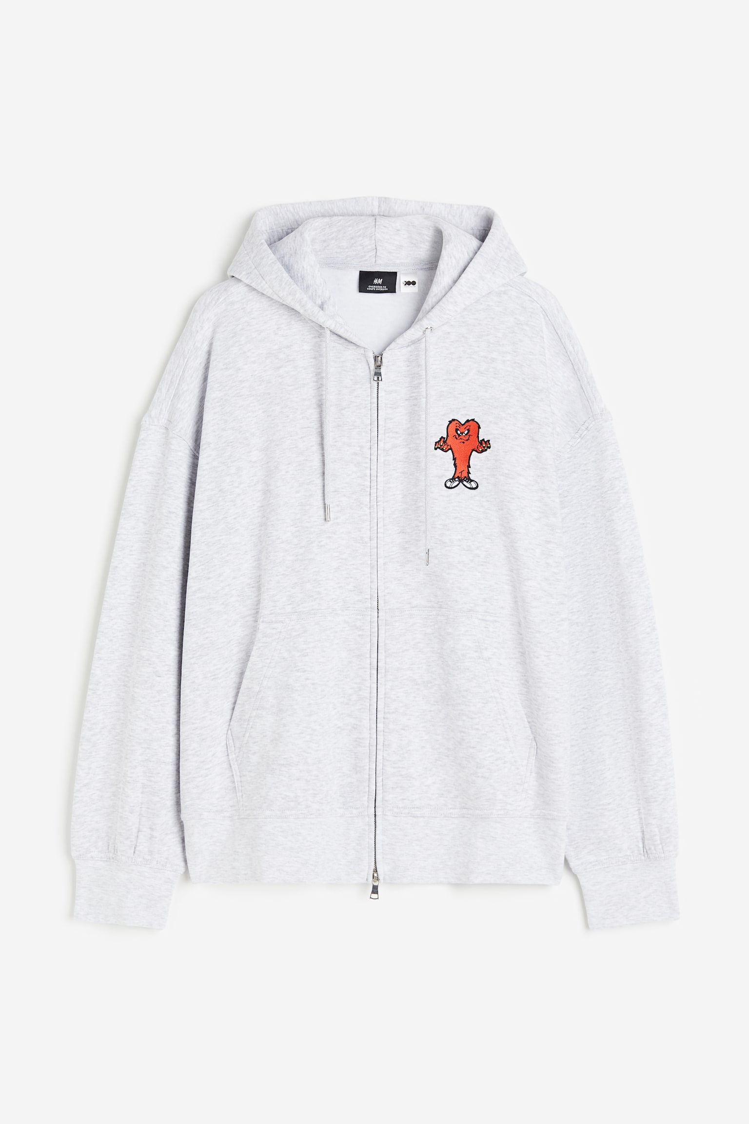 Oversized Fit Zip Up Hoodie - Light grey marle/Looney Tunes - 1