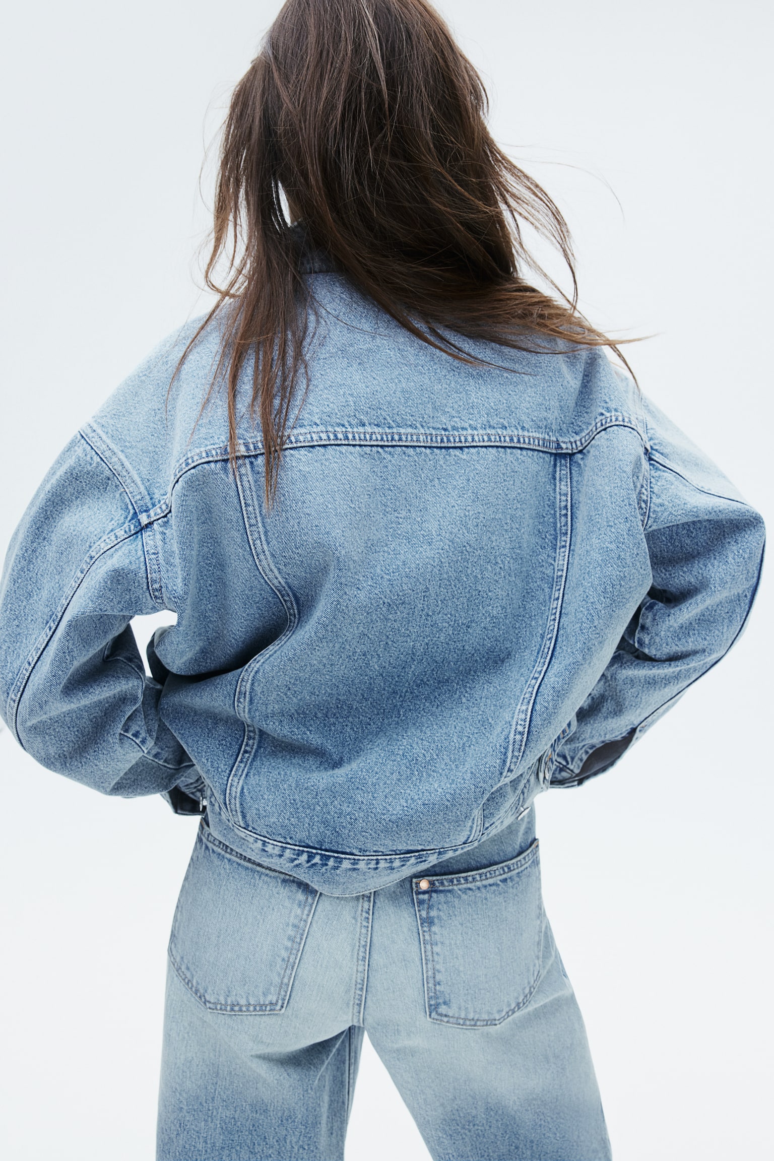 Oversized denim jacket - Light denim blue/Dark denim blue/Denim blue/Black - 3