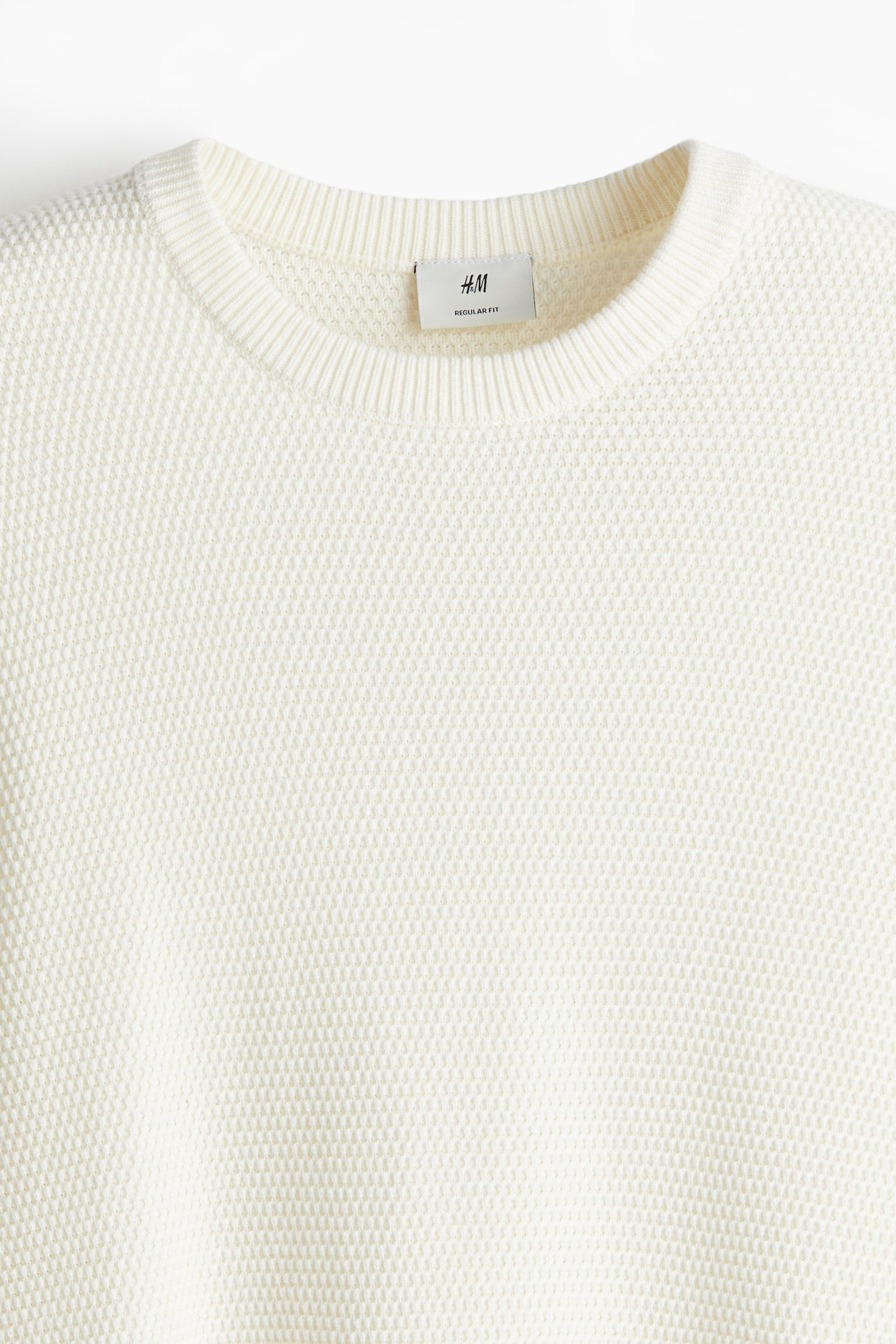 Regular Fit Waffled jumper - White/Navy blue - 5