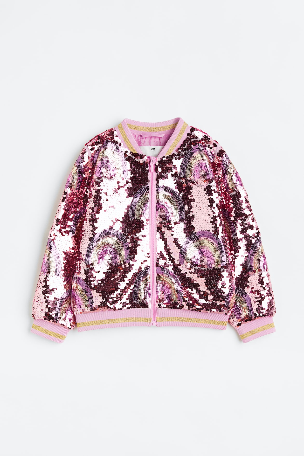 Sequined bomber jacket Pink/Rainbows Kids H&M IE