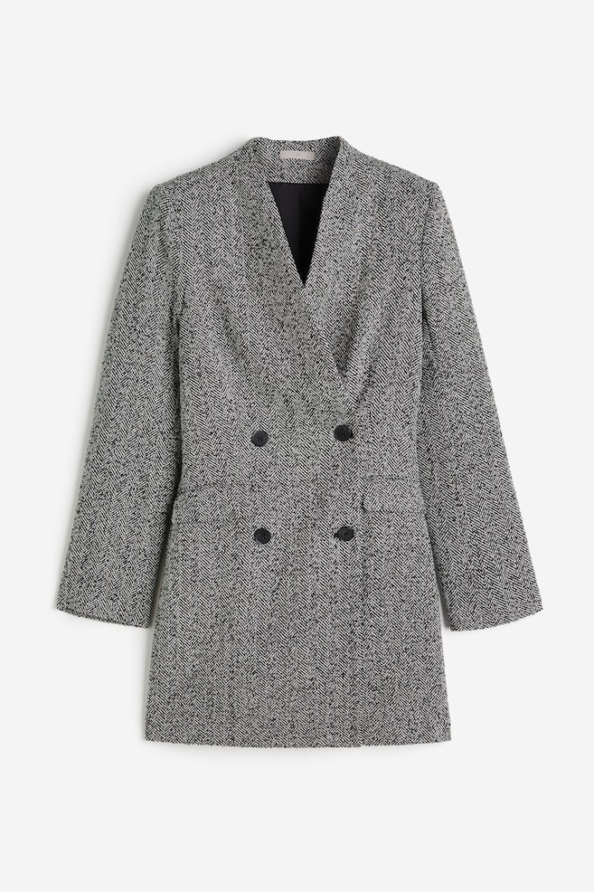 Twill blazer dress - Light grey/Black - 2
