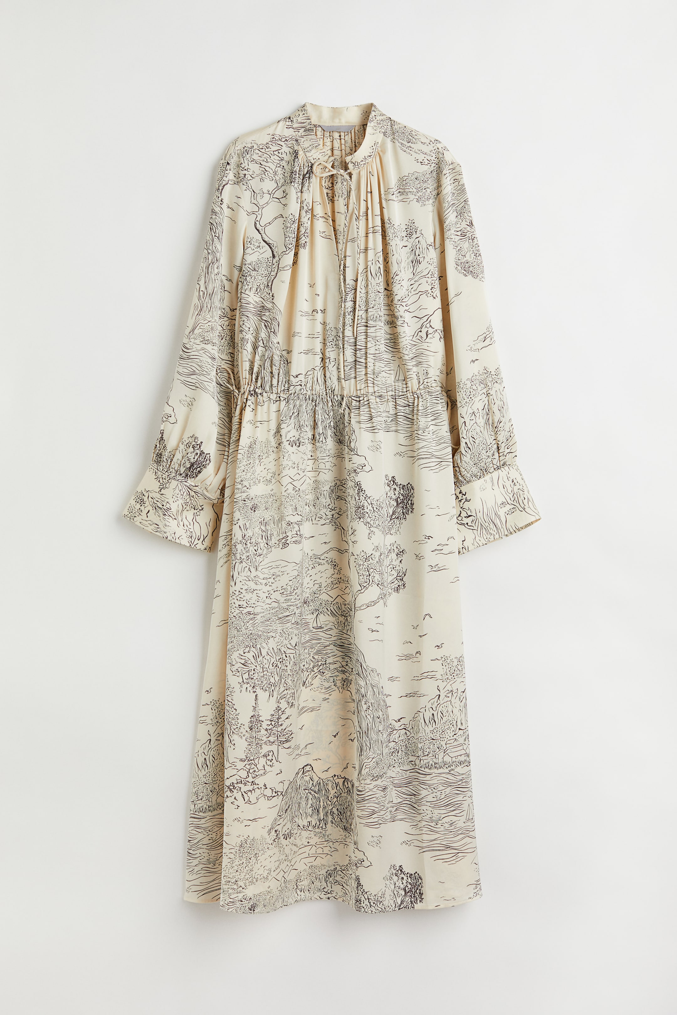 View larger image: Drawstring dress - Light beige/Patterned - Ladies | H&M 1