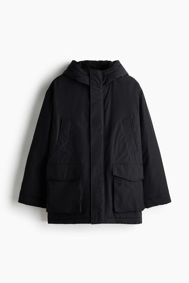 Wasserabweisender wattierter Parka - Schwarz/Dunkles Khakigrün - 1