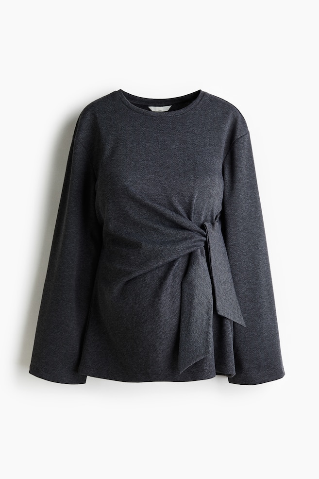 MAMA Tie-Detail Top - Dark gray melange - 1