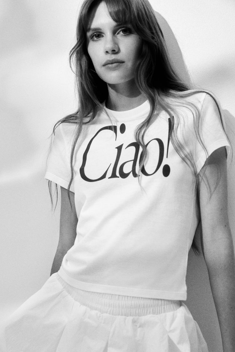 Printed T-shirt White/Ciao! Ladies H&M