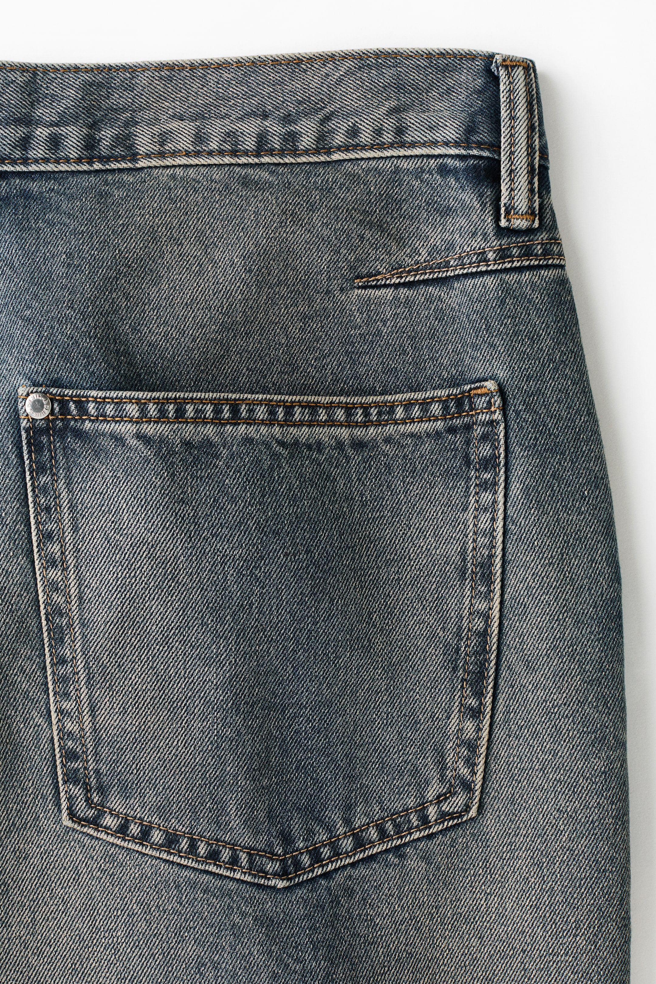 查看大圖: 縫合褶牛仔寬版褲 - 灰丹寧藍 - Men | H&M 6