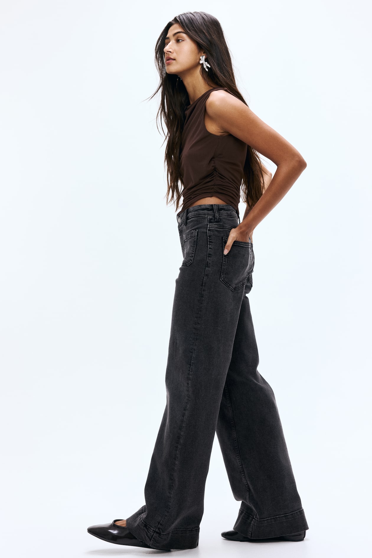 Wide High Jeans - Negro lavado - MUJER | H&M ES