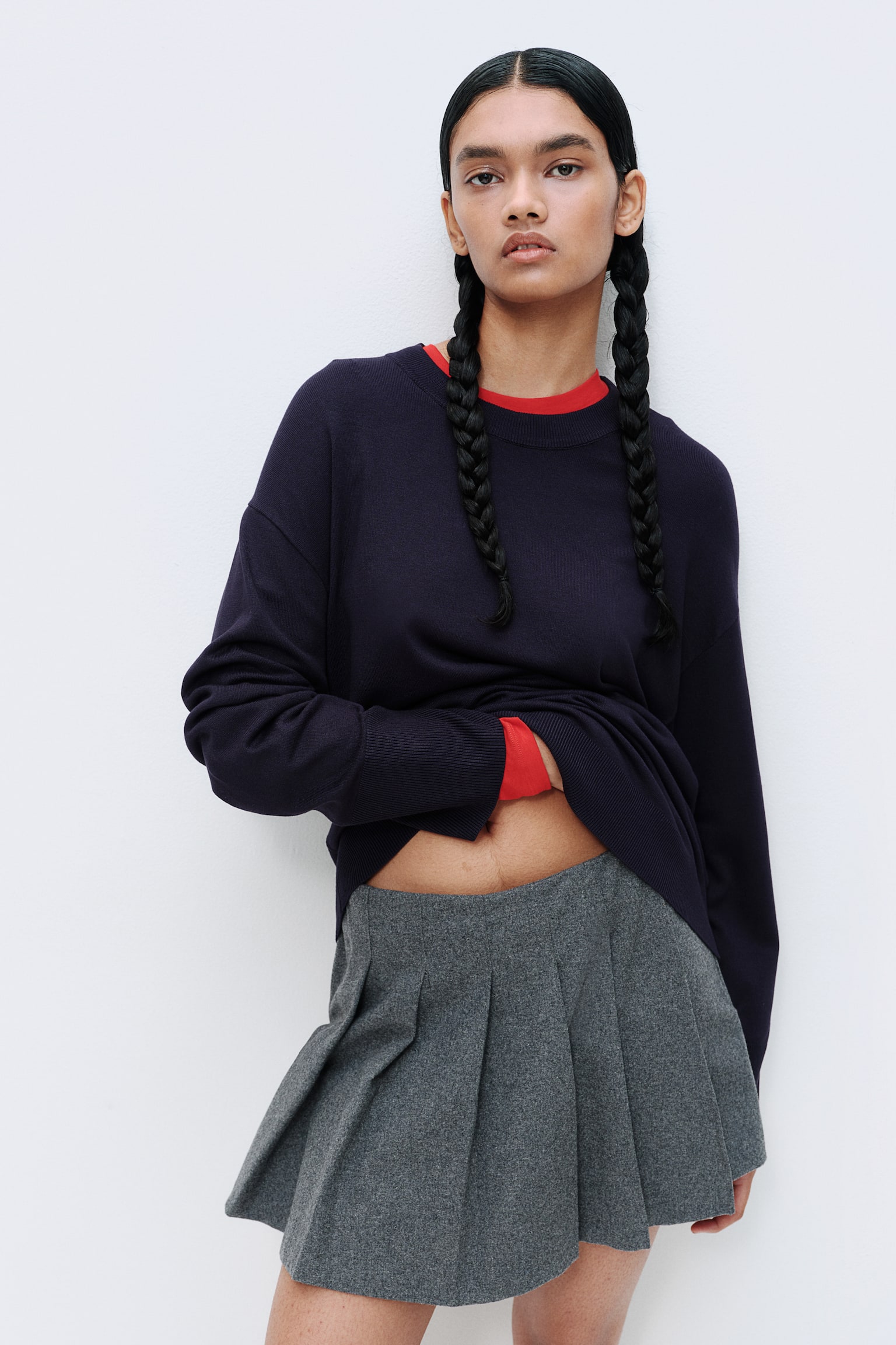 Fine-knit jumper - Navy blue/Light turquoise/Black/Striped/Light beige/Striped/Dark grey marl/Black - 6