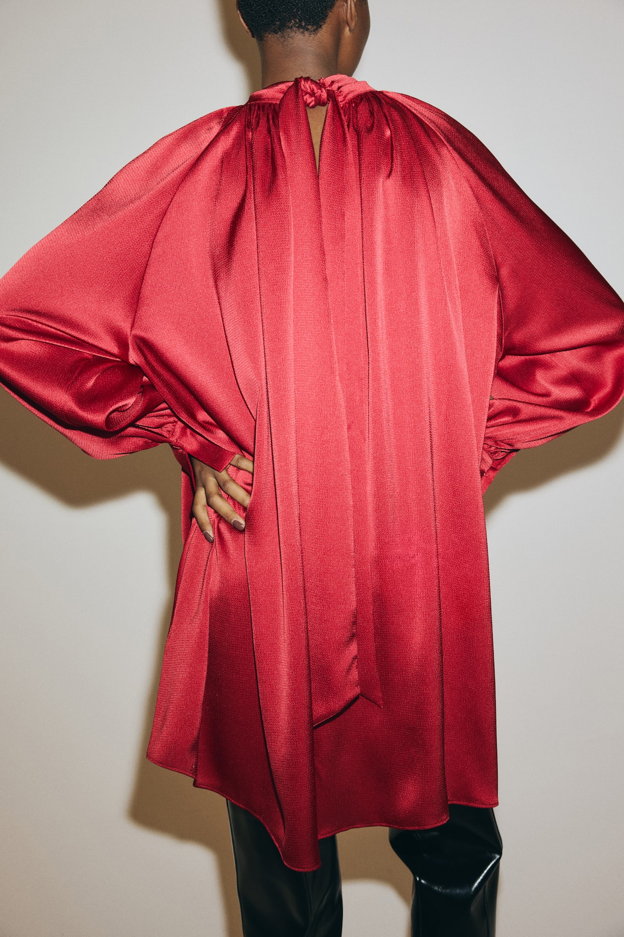 Scarf-Detail Satin Dress - image 2