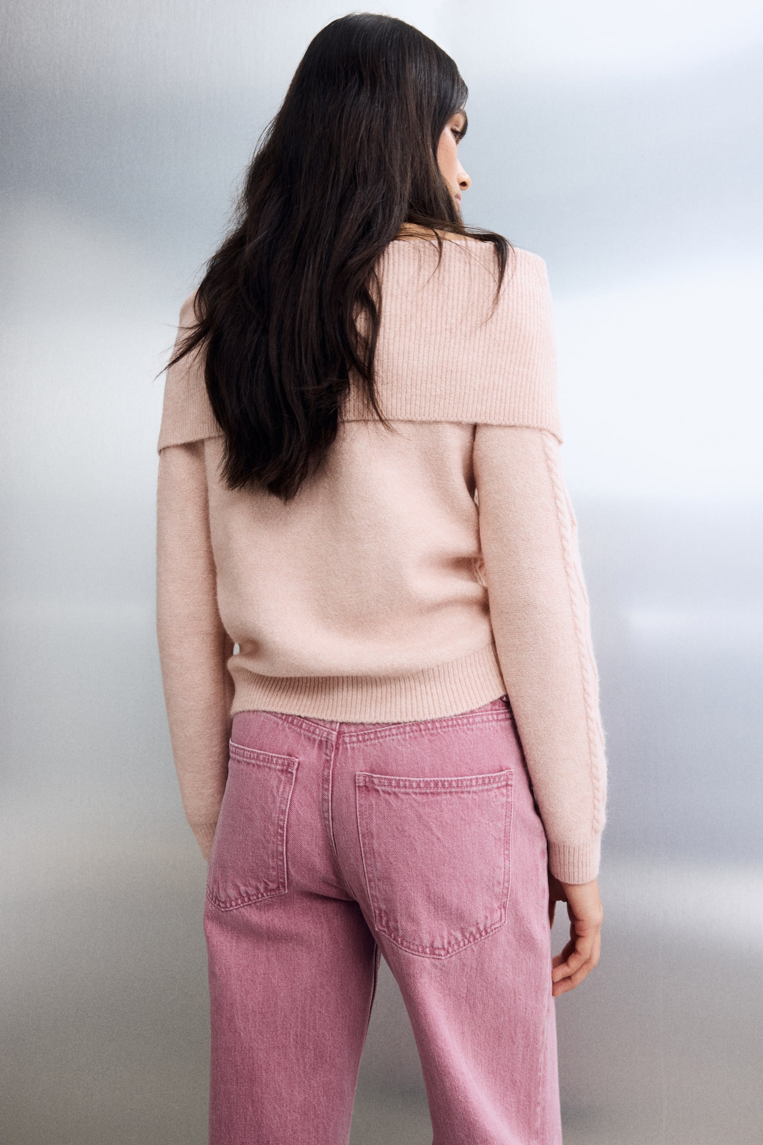 Suéter a los hombros - Rosa claro/Beige jaspeado claro/Gris jaspeado/Rojo ciruela - 6