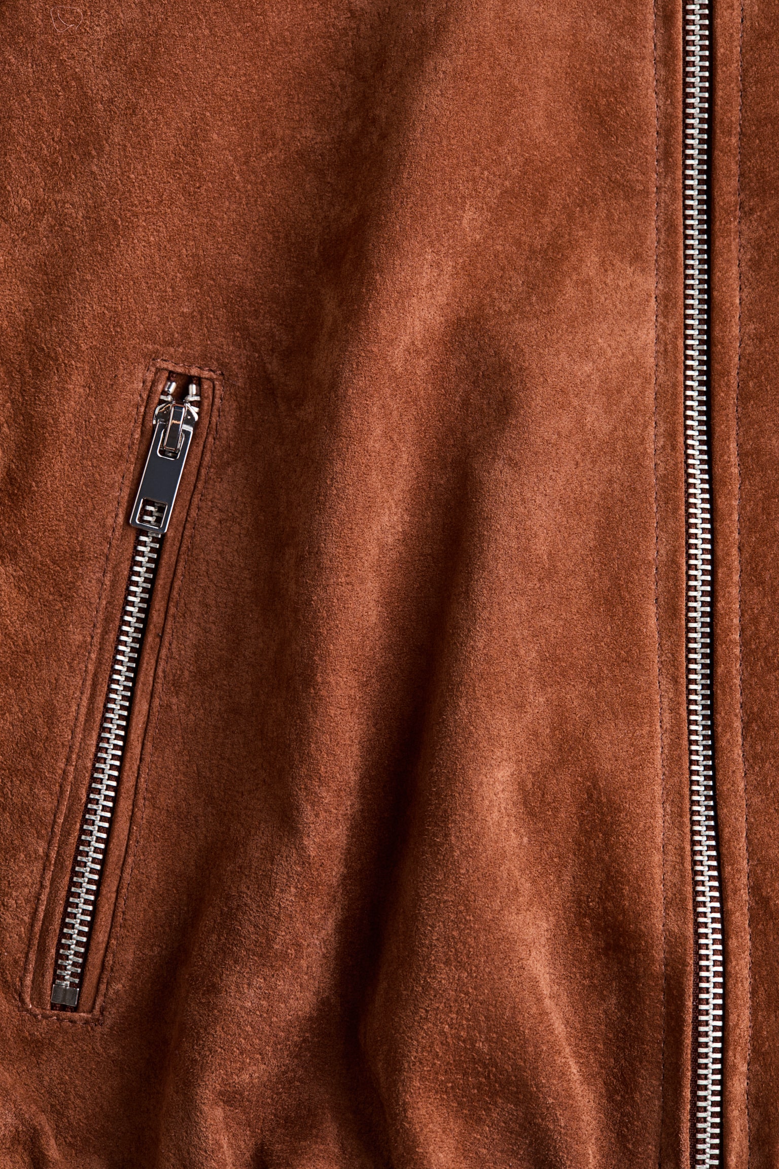 Oversized split suede jacket-Brown - 5