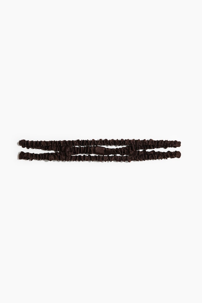 Double-Strand Silk Hairband - Dark brown/Light dusty pink - 1