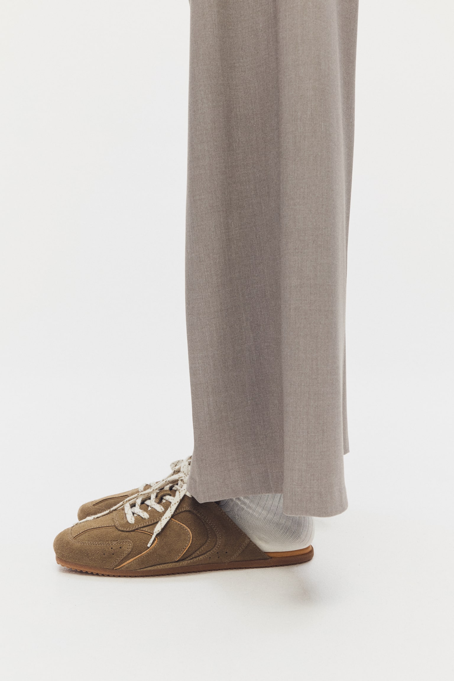 Suede trainer-style mules - Dark khaki green - 5