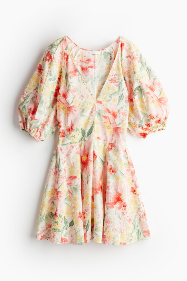 Flared-skirt dress - Pink/Floral - 1