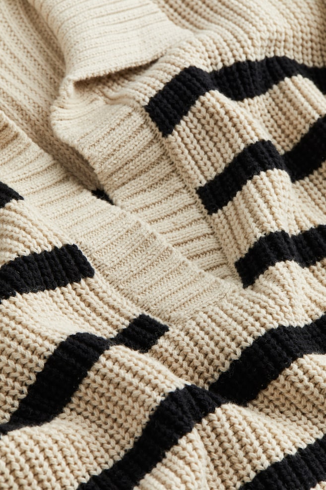 Rib-knit polo jumper - Light beige/Black striped/Black/White striped/Cream/Black striped - 4