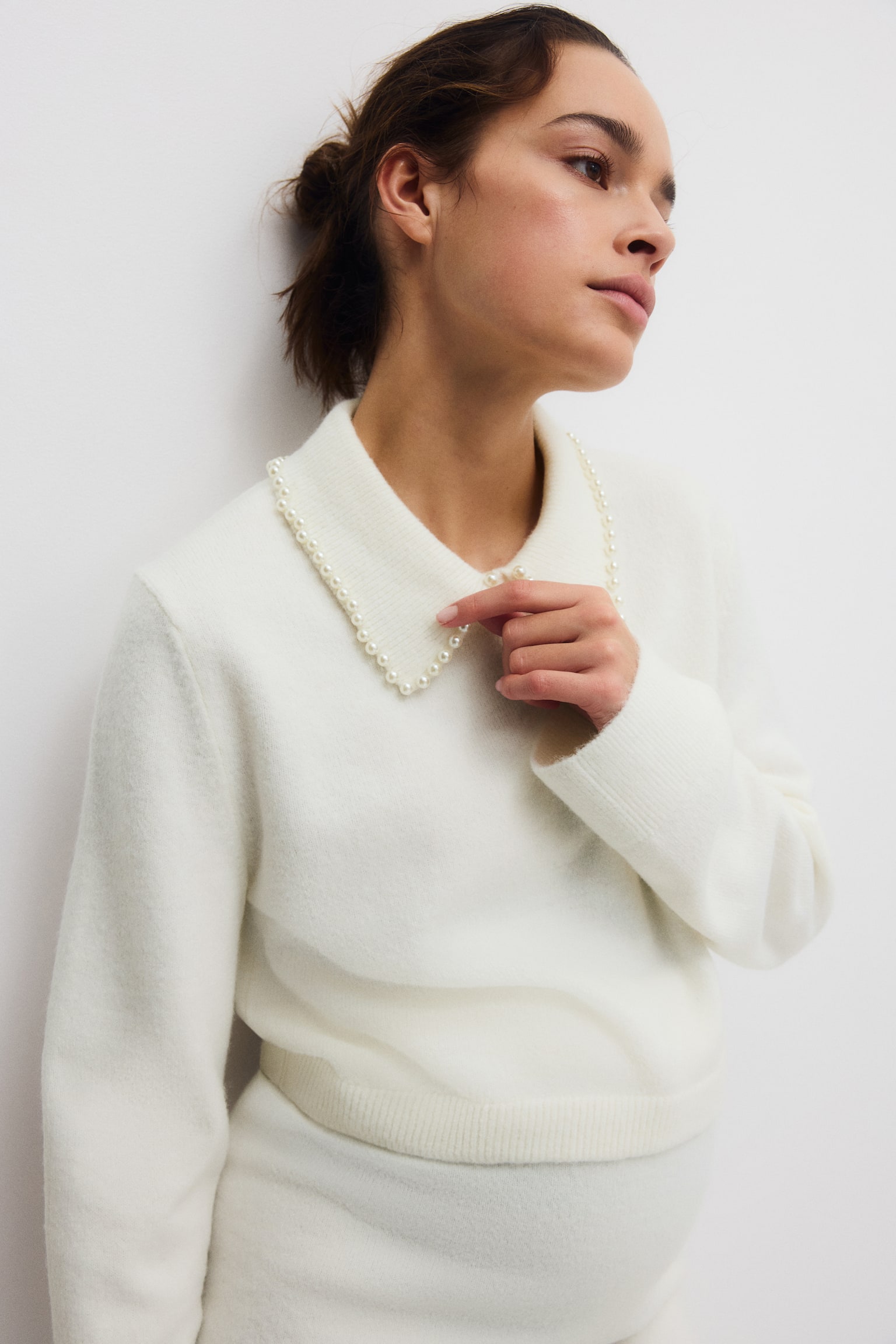 MAMA Conjunto tejido de 2 piezas - Blanco/Gris jaspeado oscuro - 5