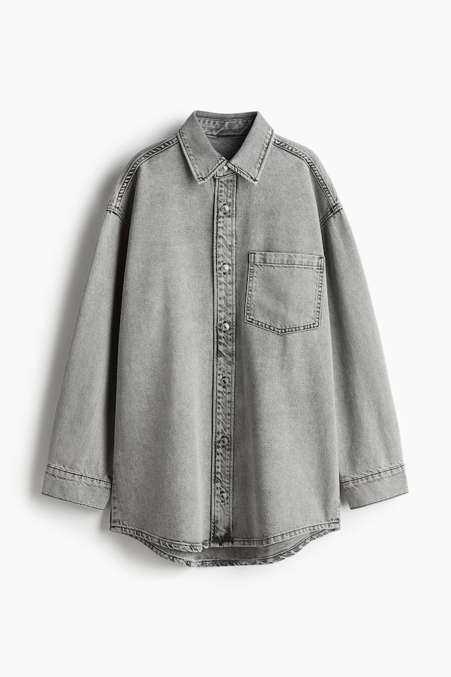 Feather Soft Oversized denim shirt - Grey/Pale denim blue - 1
