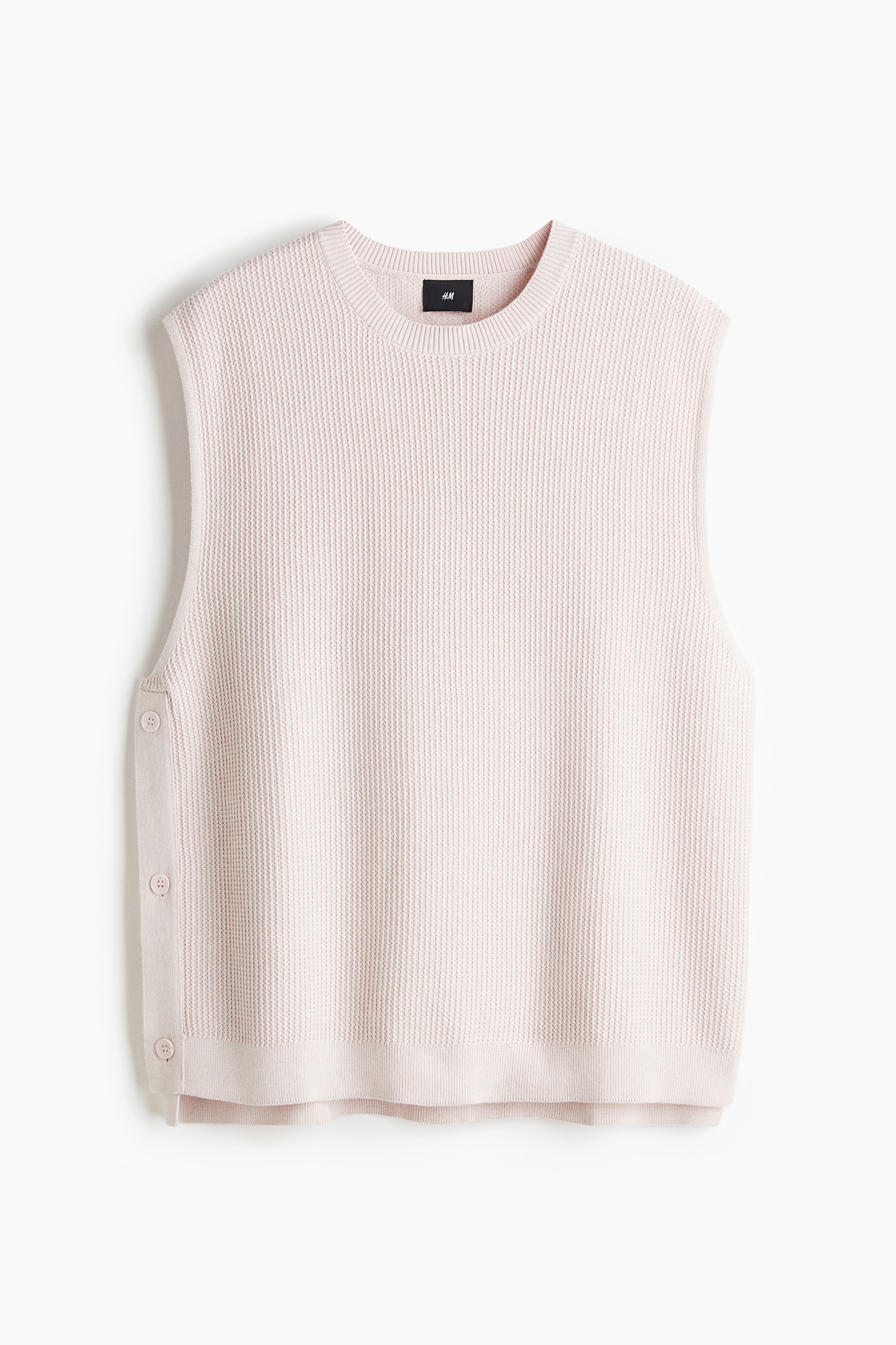 ルーズフィット ワッフルニットプルオーバーベスト - ピンク/ブラック